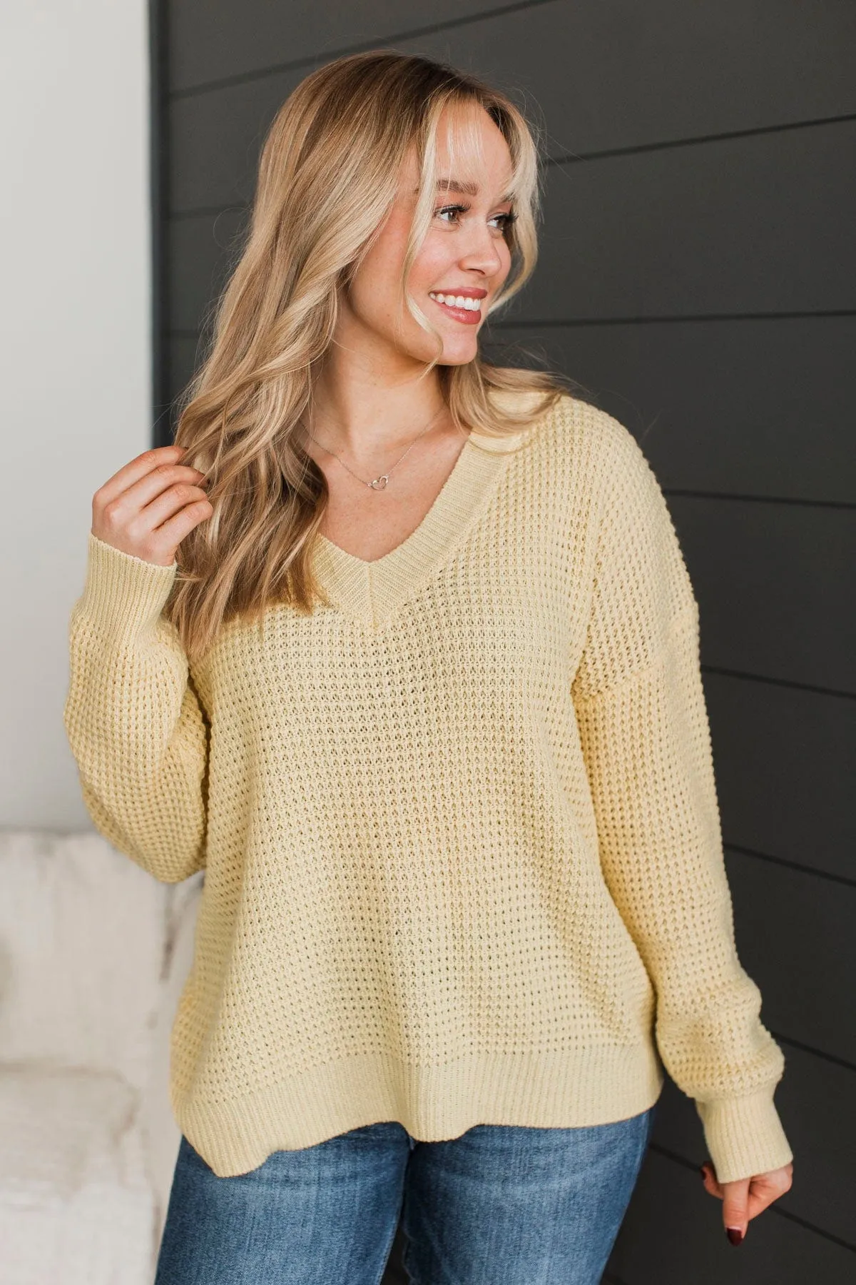 Inspiring Love V-Neck Sweater- Yellow