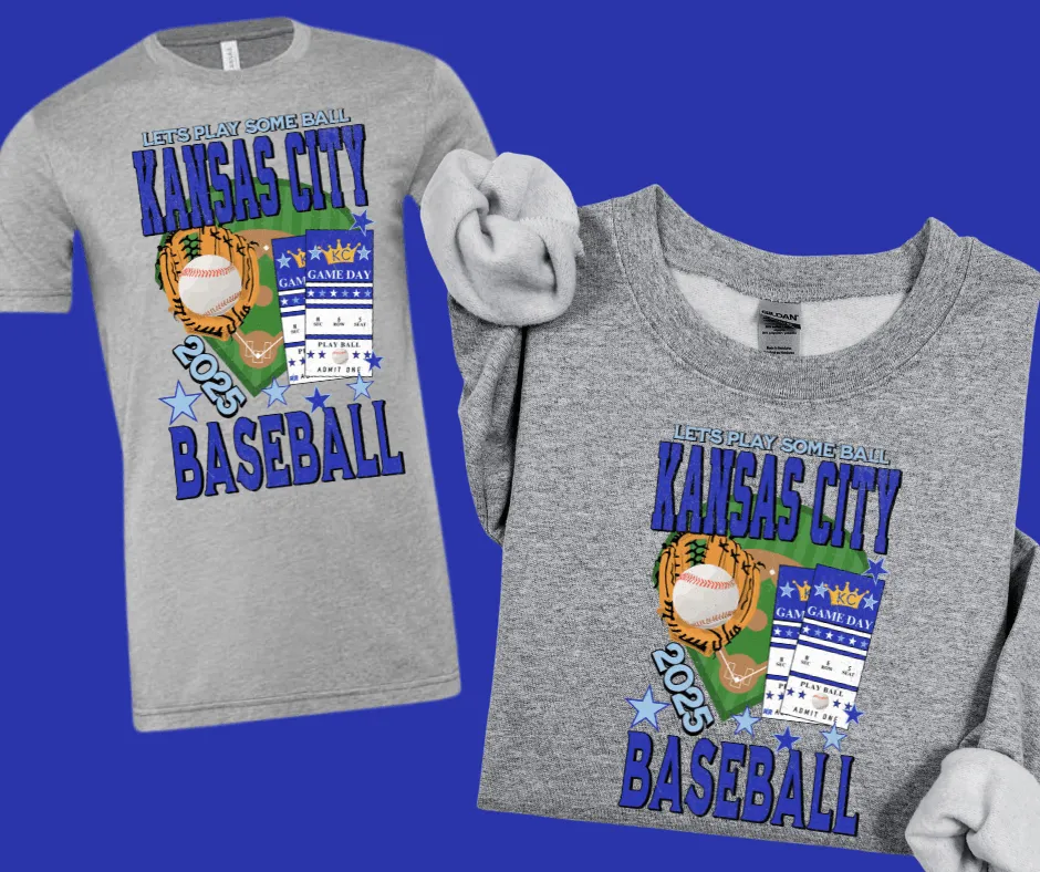 Kansas City BASEBALL Tickets GREY Tee or Sweatshirt
