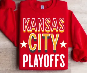 Kansas City Playoffs Double Star Red Tee or Sweatshirt