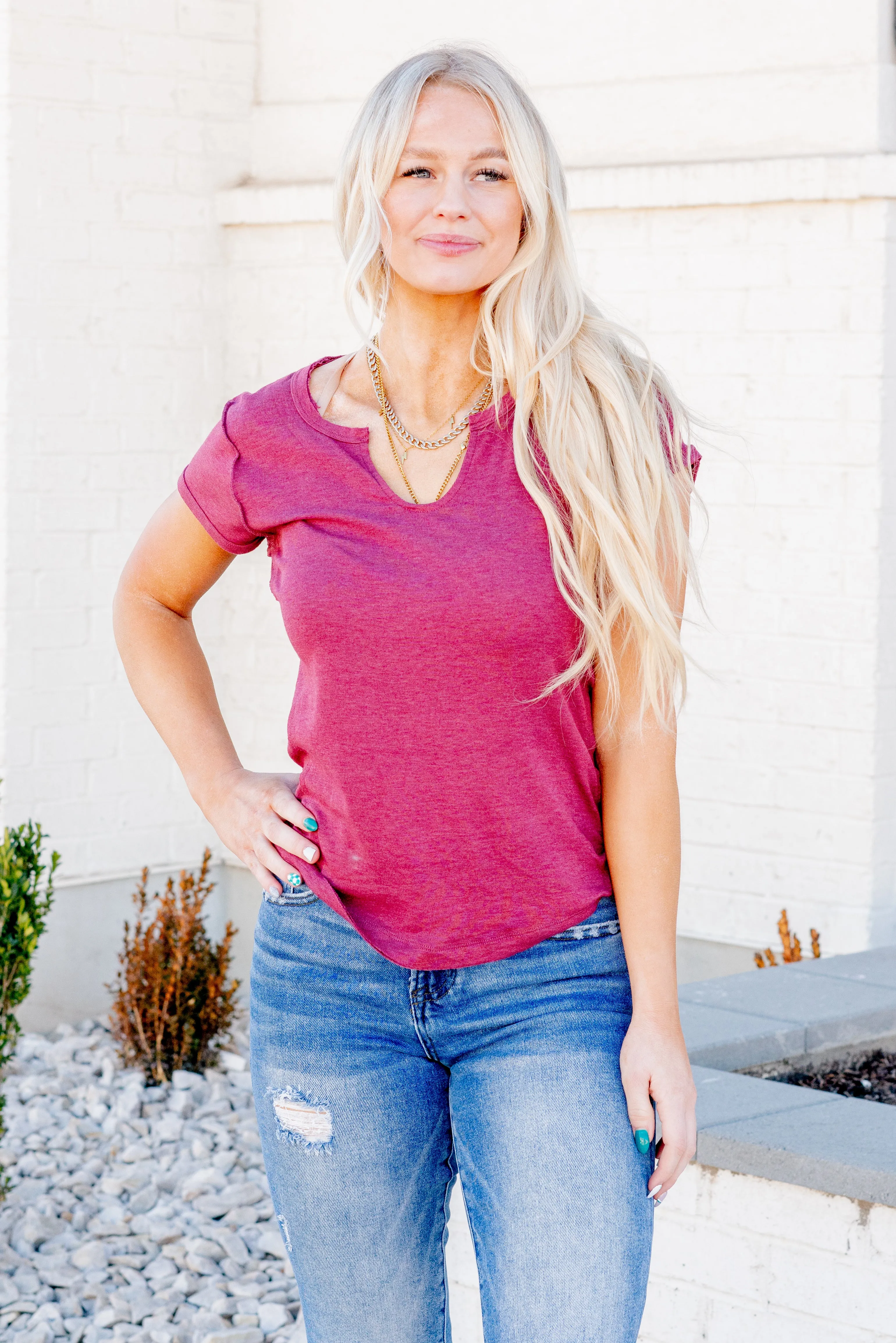 Karley V Neck Fitted Tee