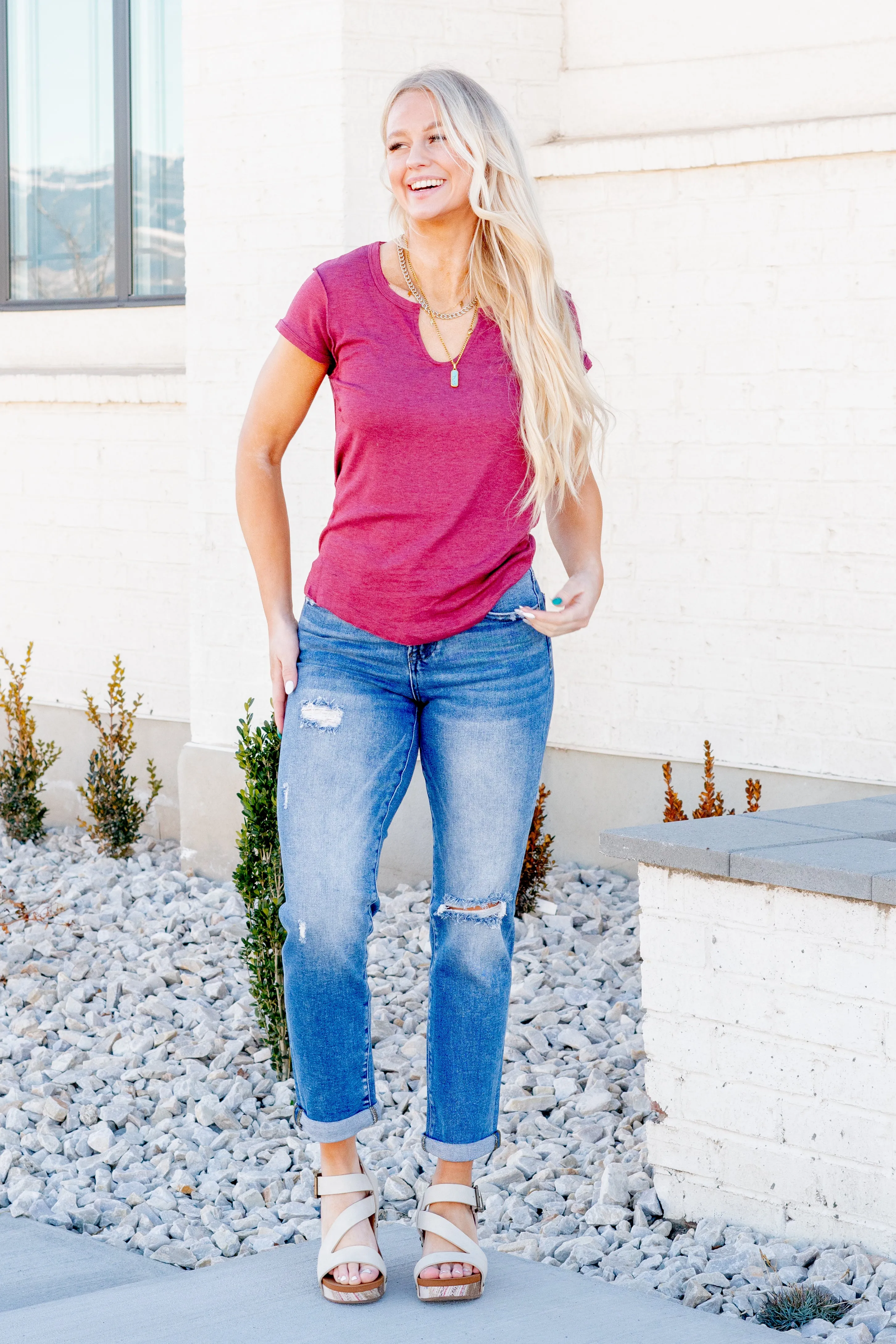 Karley V Neck Fitted Tee