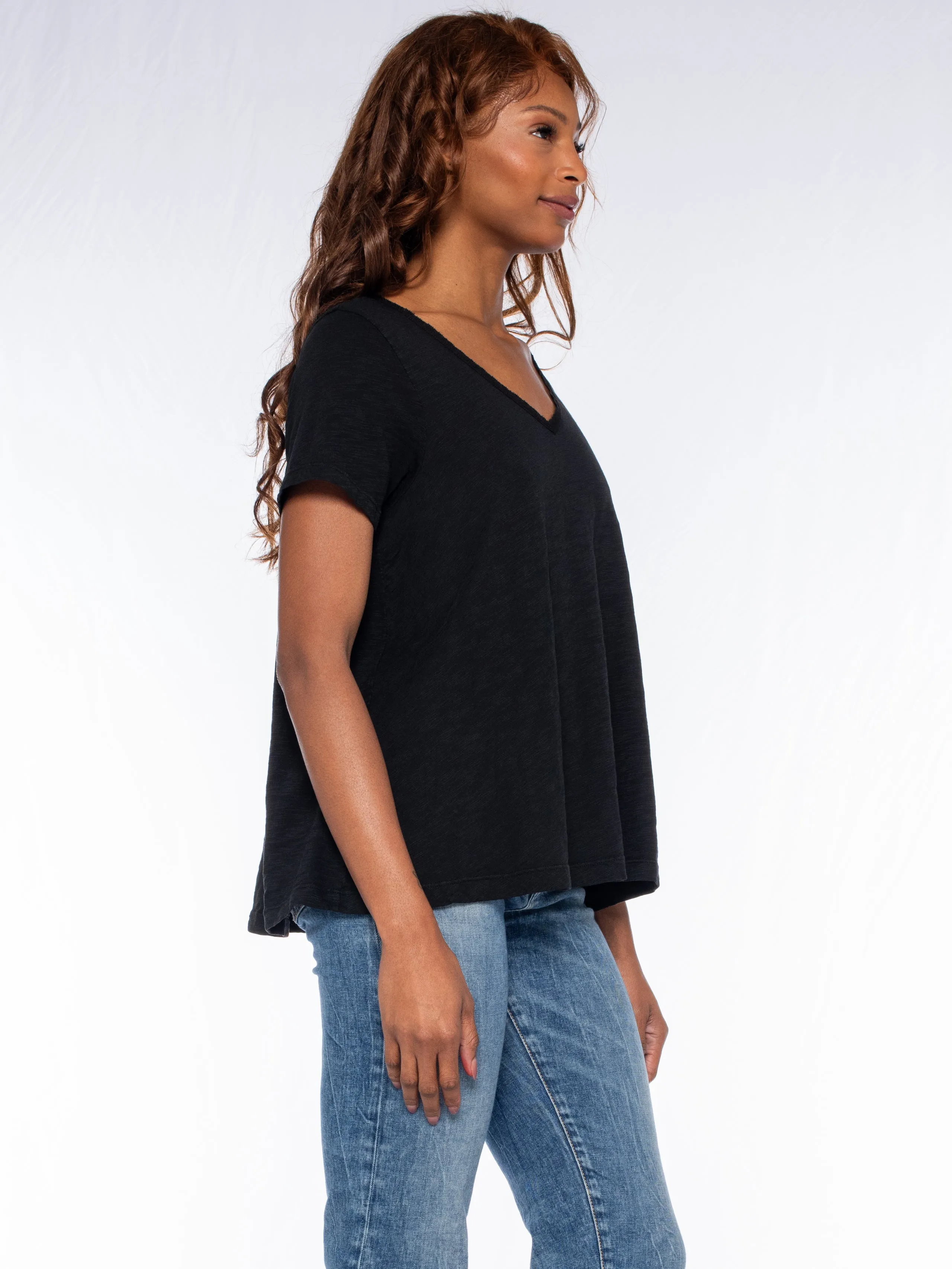 Lace Edge Double V-Neck Trapeze