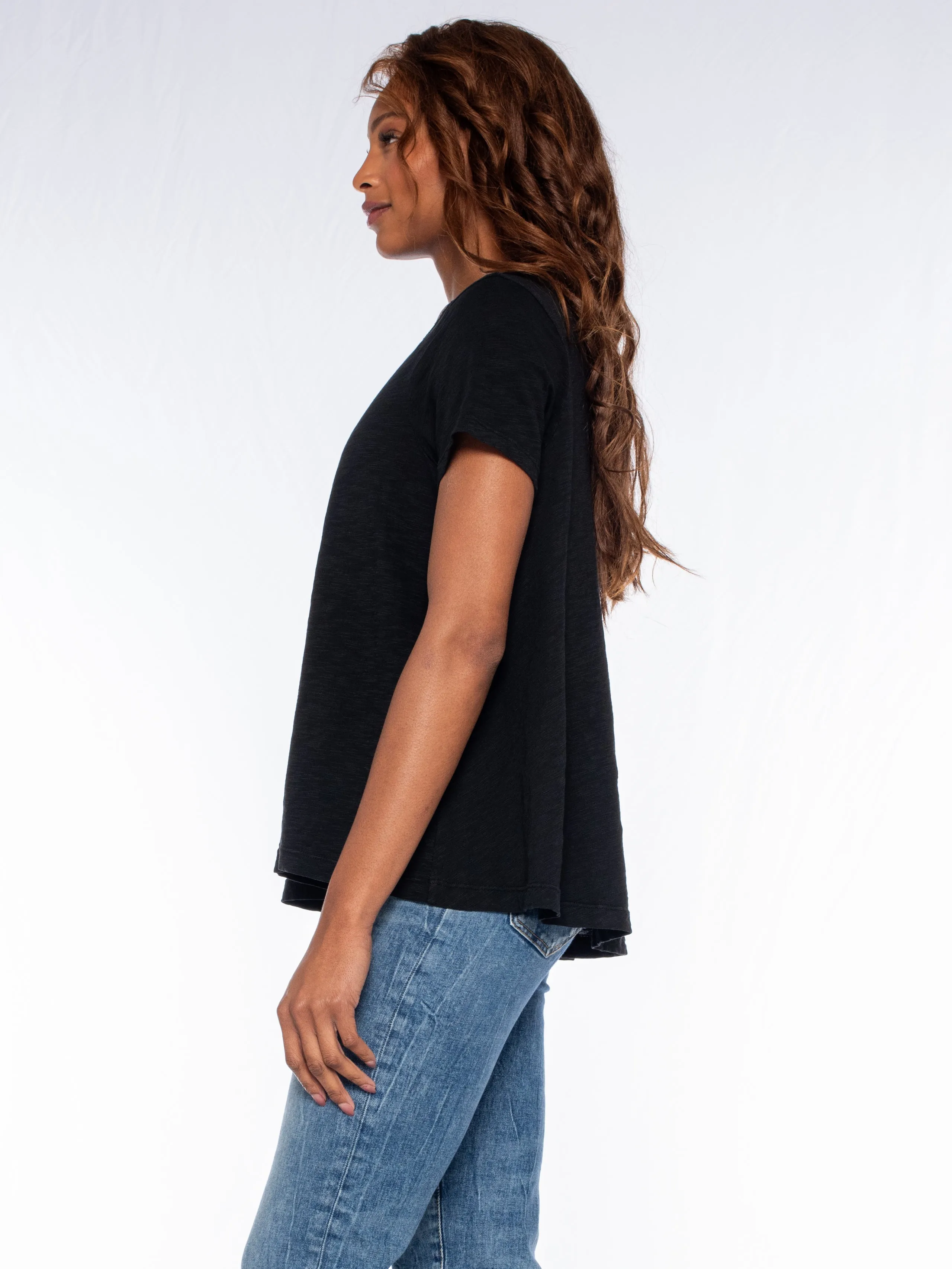 Lace Edge Double V-Neck Trapeze