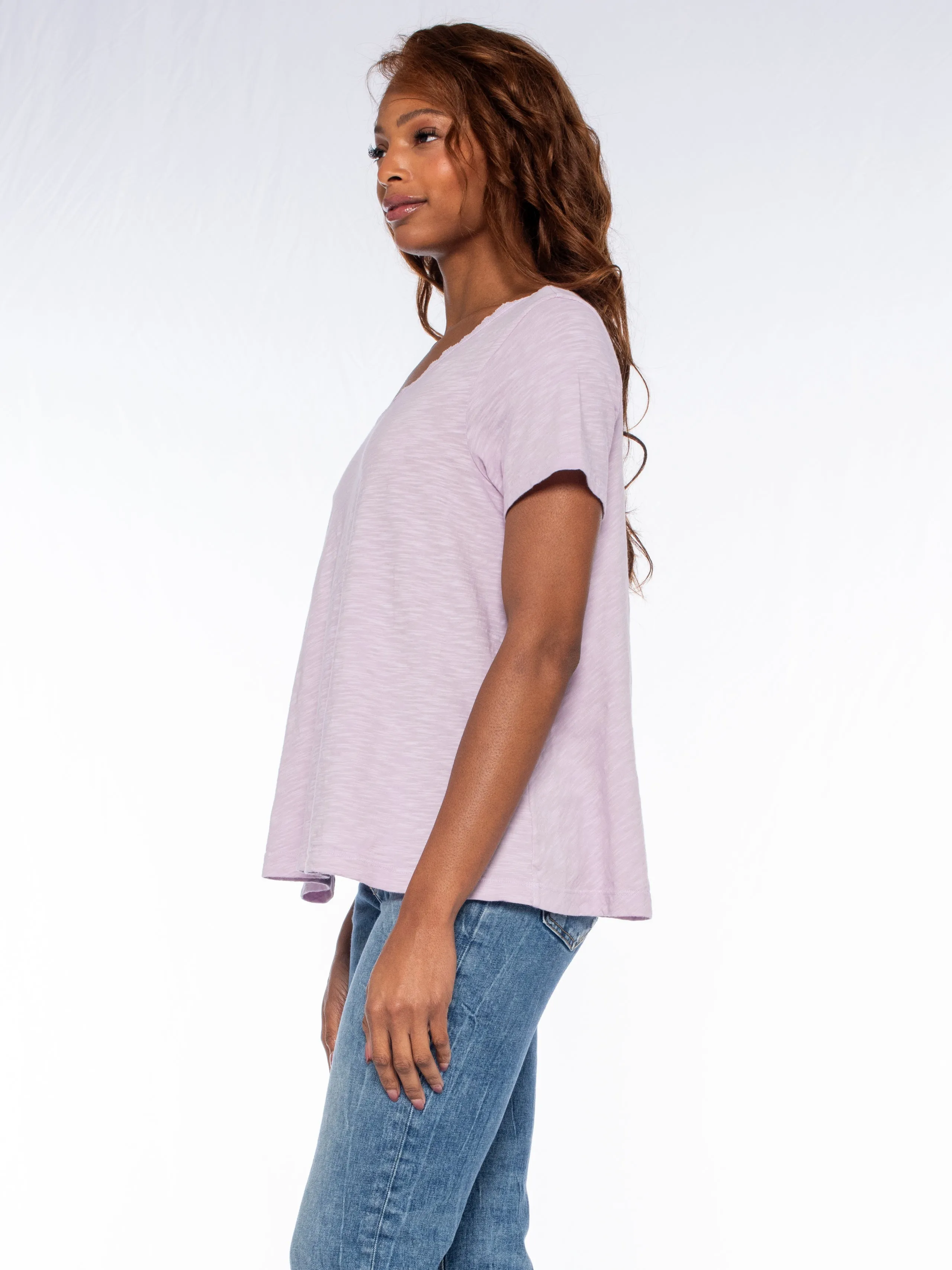 Lace Edge Double V-Neck Trapeze