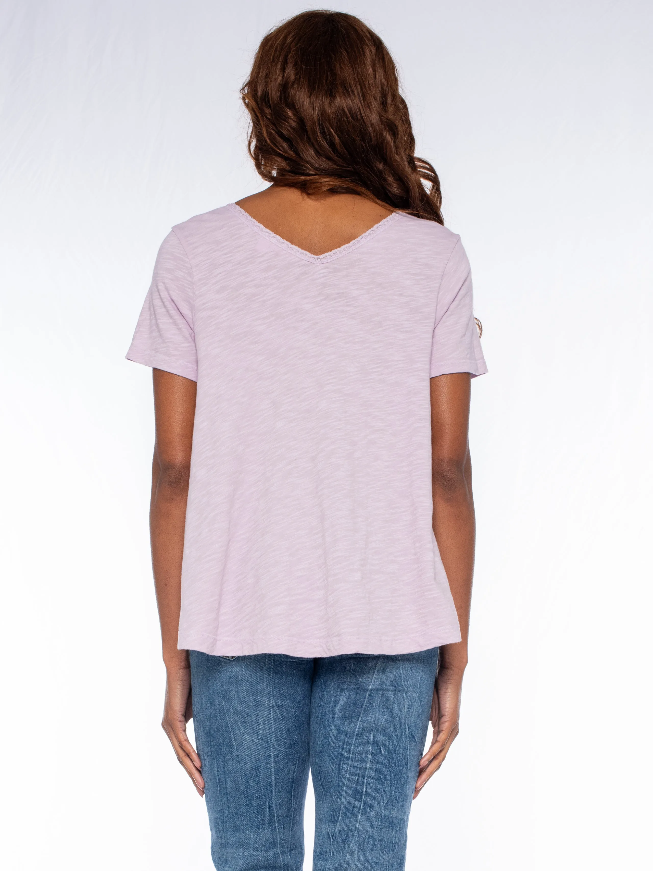 Lace Edge Double V-Neck Trapeze