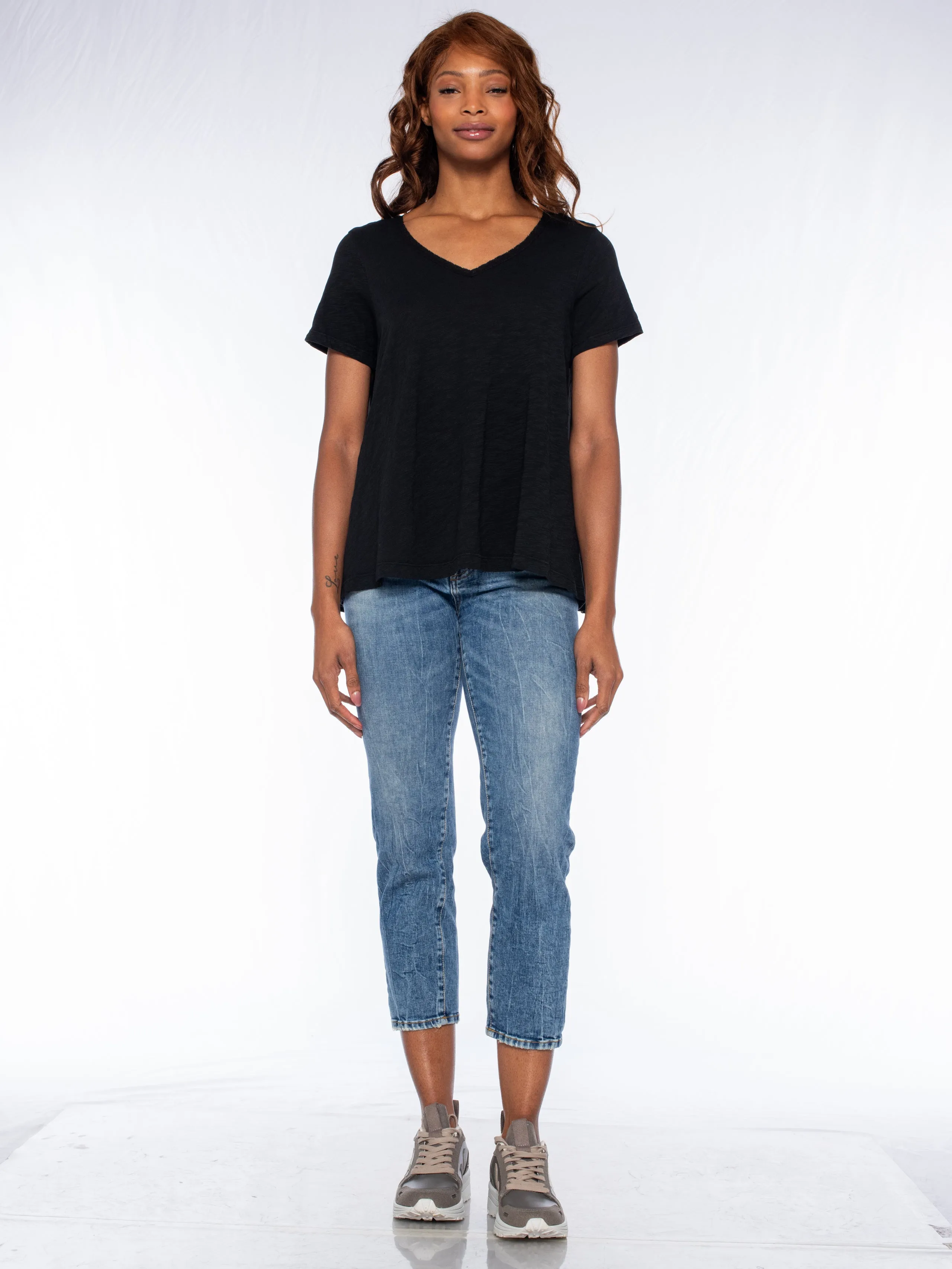 Lace Edge Double V-Neck Trapeze