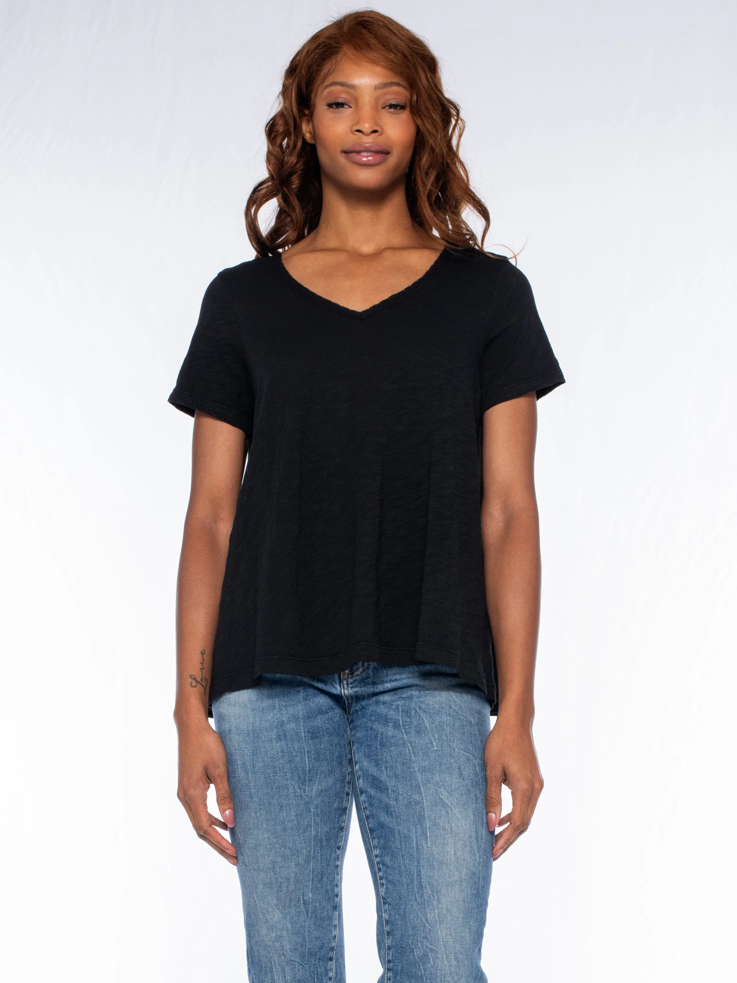 Lace Edge Double V-Neck Trapeze