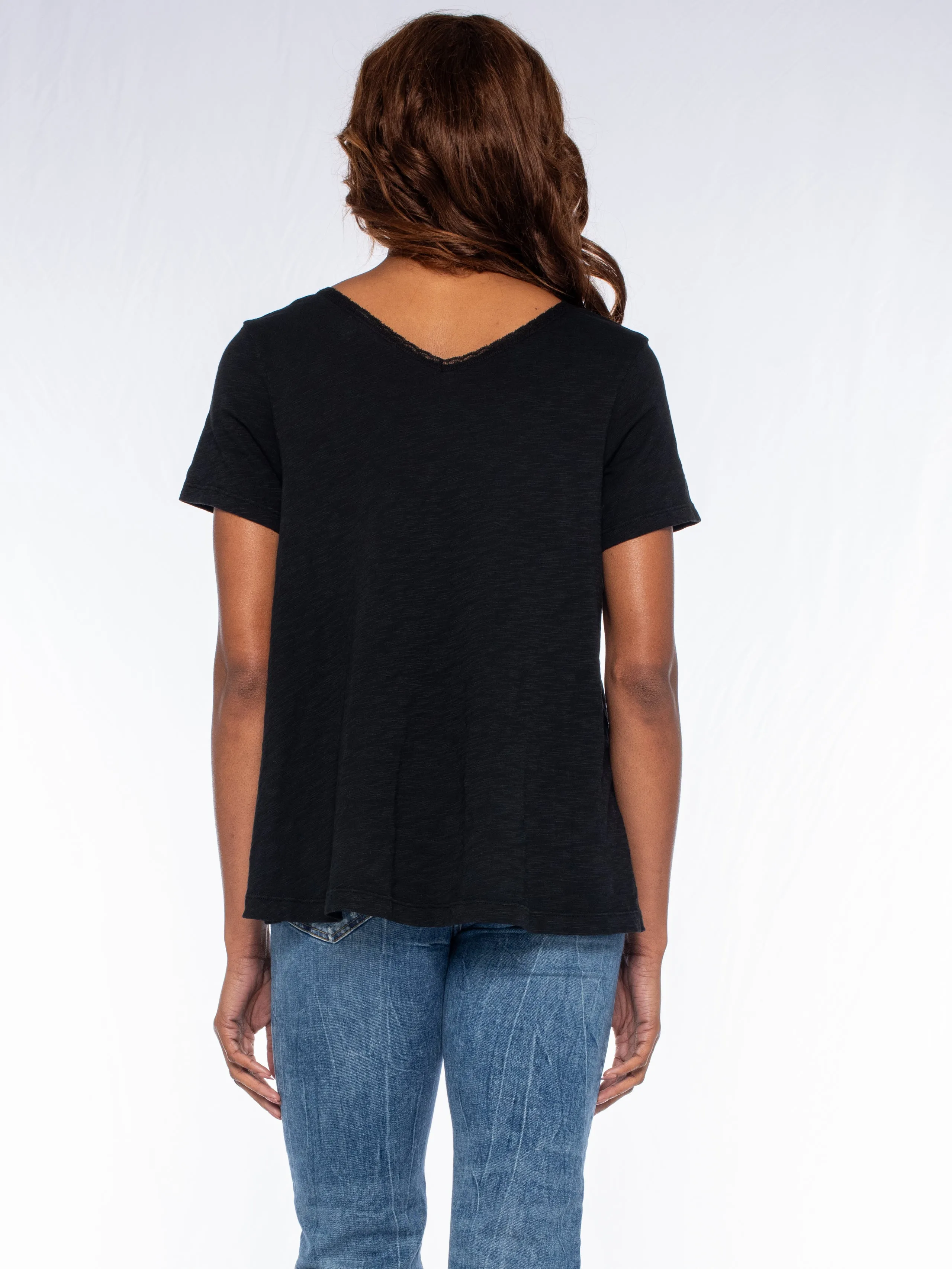 Lace Edge Double V-Neck Trapeze