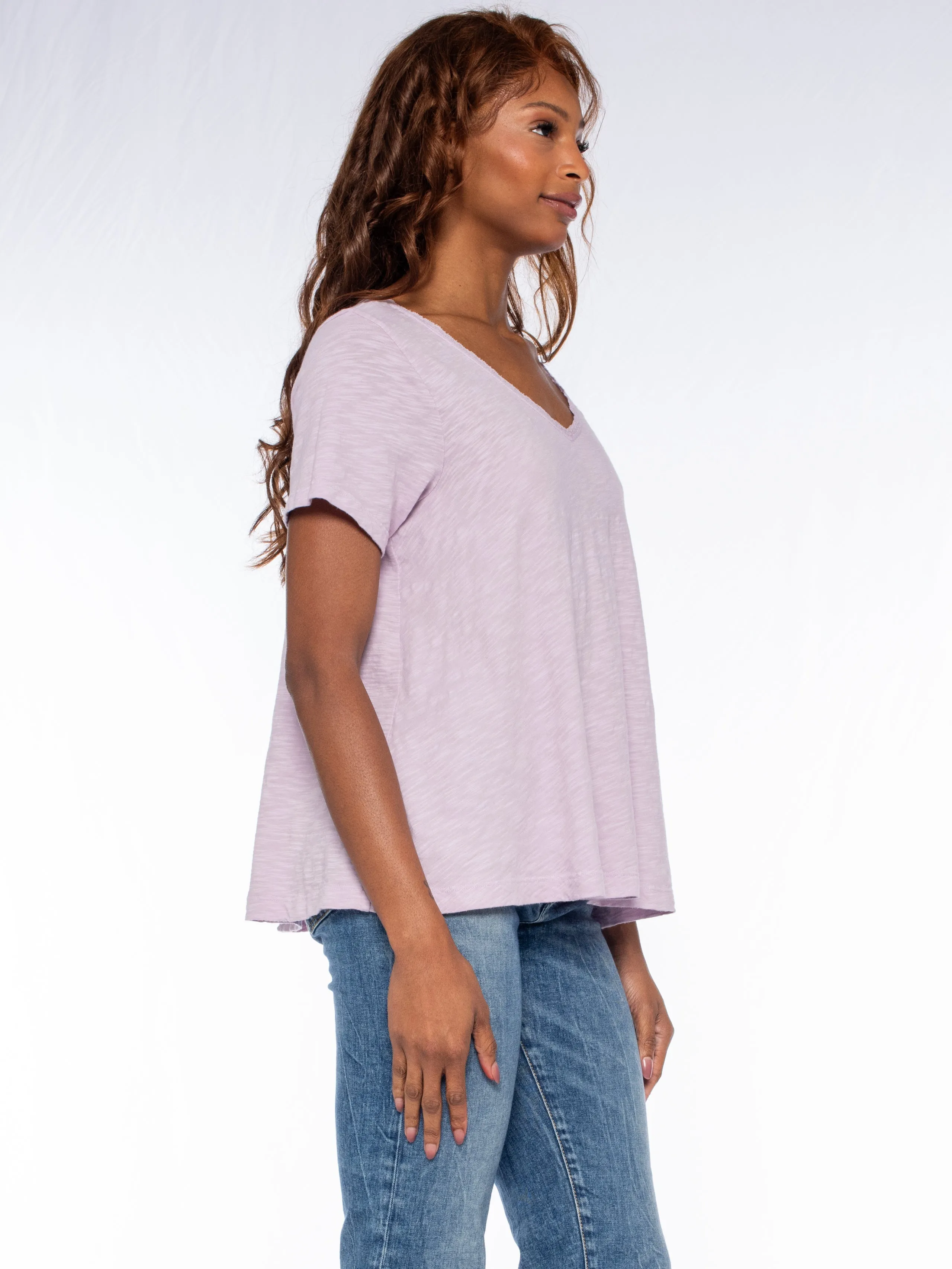 Lace Edge Double V-Neck Trapeze