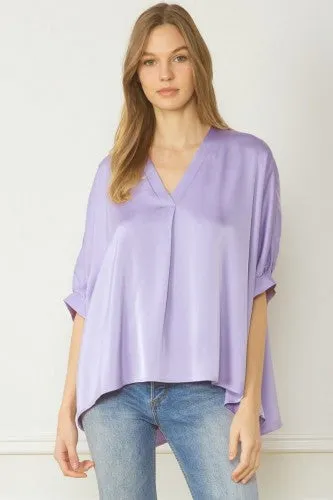 Lavender Satin V Neck Dolman