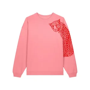 Leopard Oversized Sweatshirt | Pink with Red
