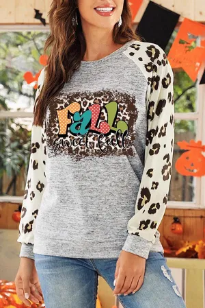 Leopard Raglan Sleeve Graphic Sweatshirt