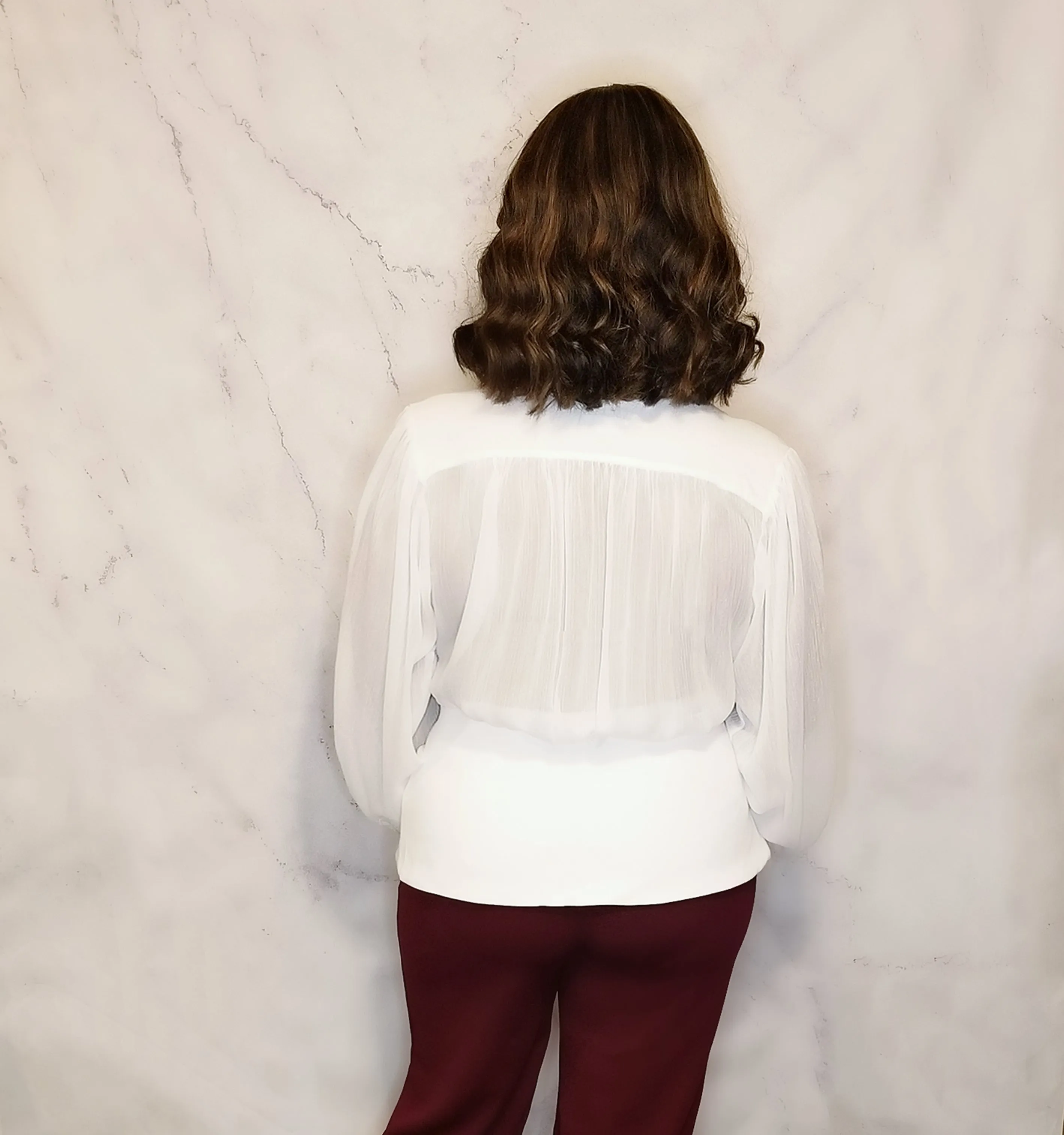 Long Sleeve Deep V-Neck Blouse