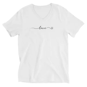 Love Short V-Neck T-Shirt White
