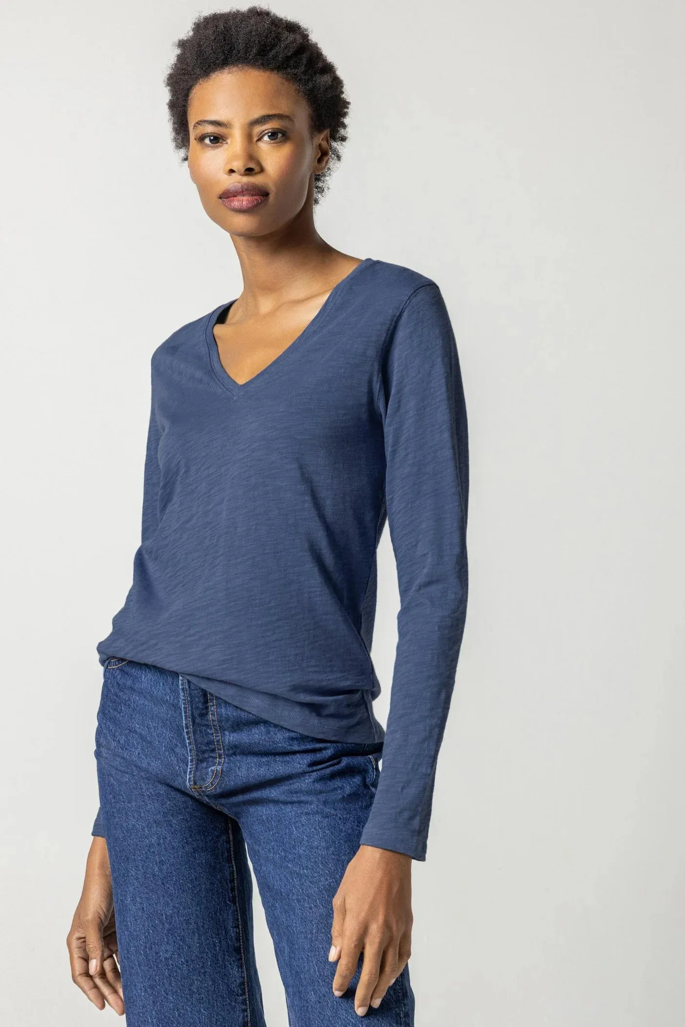L/S V-Neck Back Seam Tee PA2327