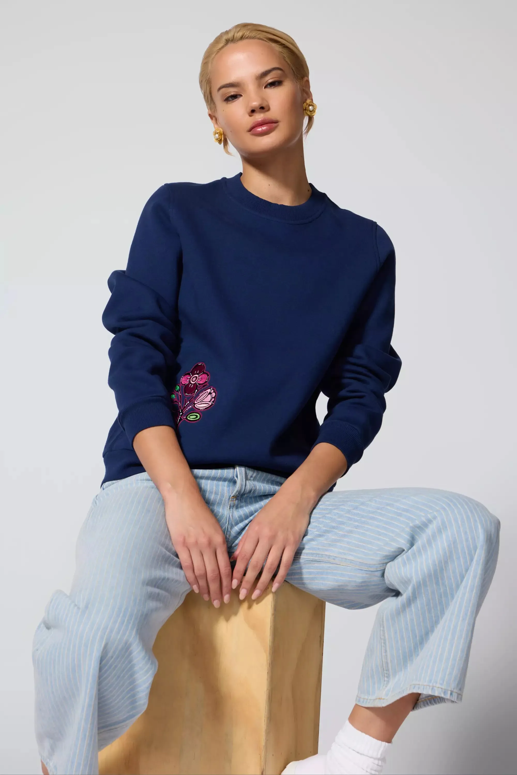 Luxefleece Embroidered Sweatshirt - Navy