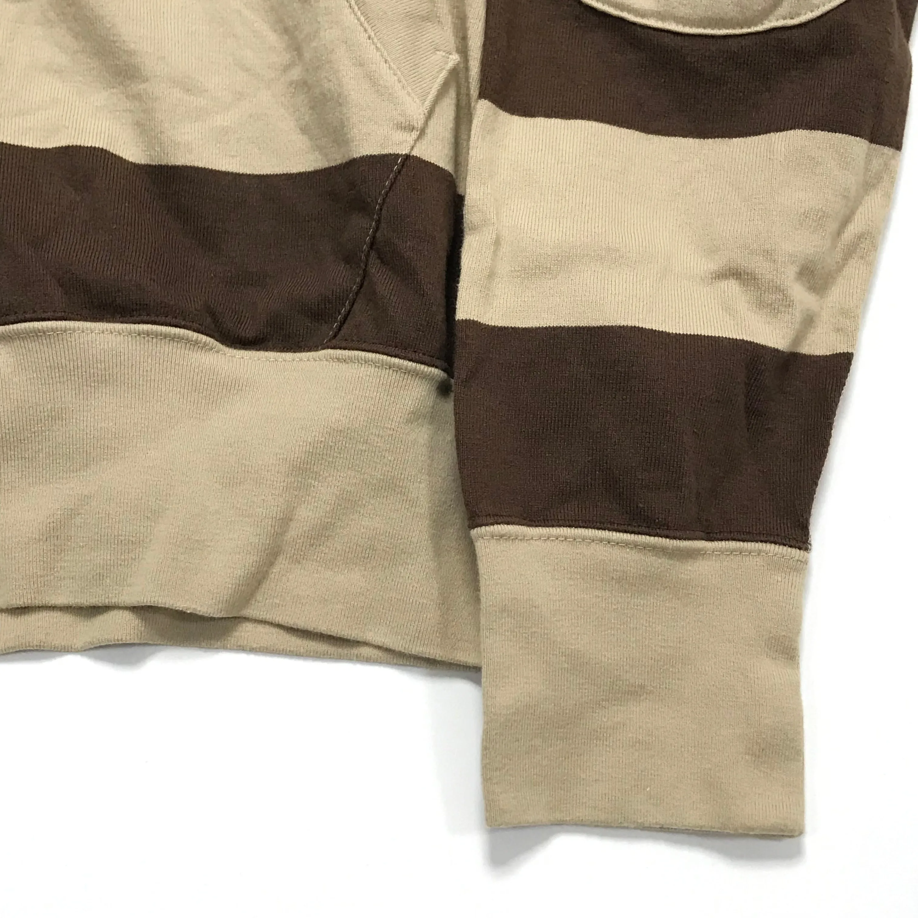 [M] A Bathing Ape Bape Crest Striped Hoodie Brown