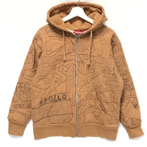 [M] Supreme Uptown New York Theme Embroidered Thermal Hoodie Brown