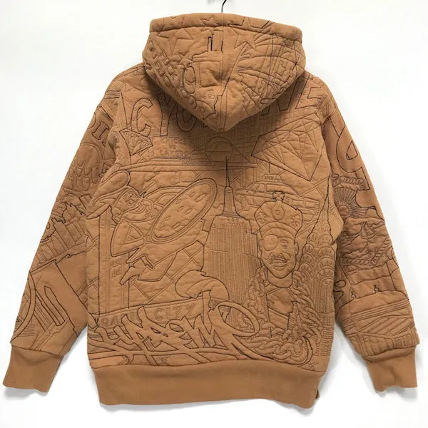 [M] Supreme Uptown New York Theme Embroidered Thermal Hoodie Brown
