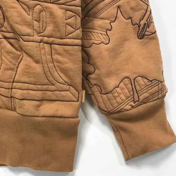 [M] Supreme Uptown New York Theme Embroidered Thermal Hoodie Brown