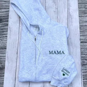 Mama Name Zip Up Sweatshirt