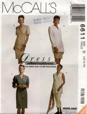 McCall's 6611 Womens Classic Sleeveless Dress Skirt & Jacket 1990s Vintage Sewing Pattern Size 12 - 16 UNCUT Factory Folded