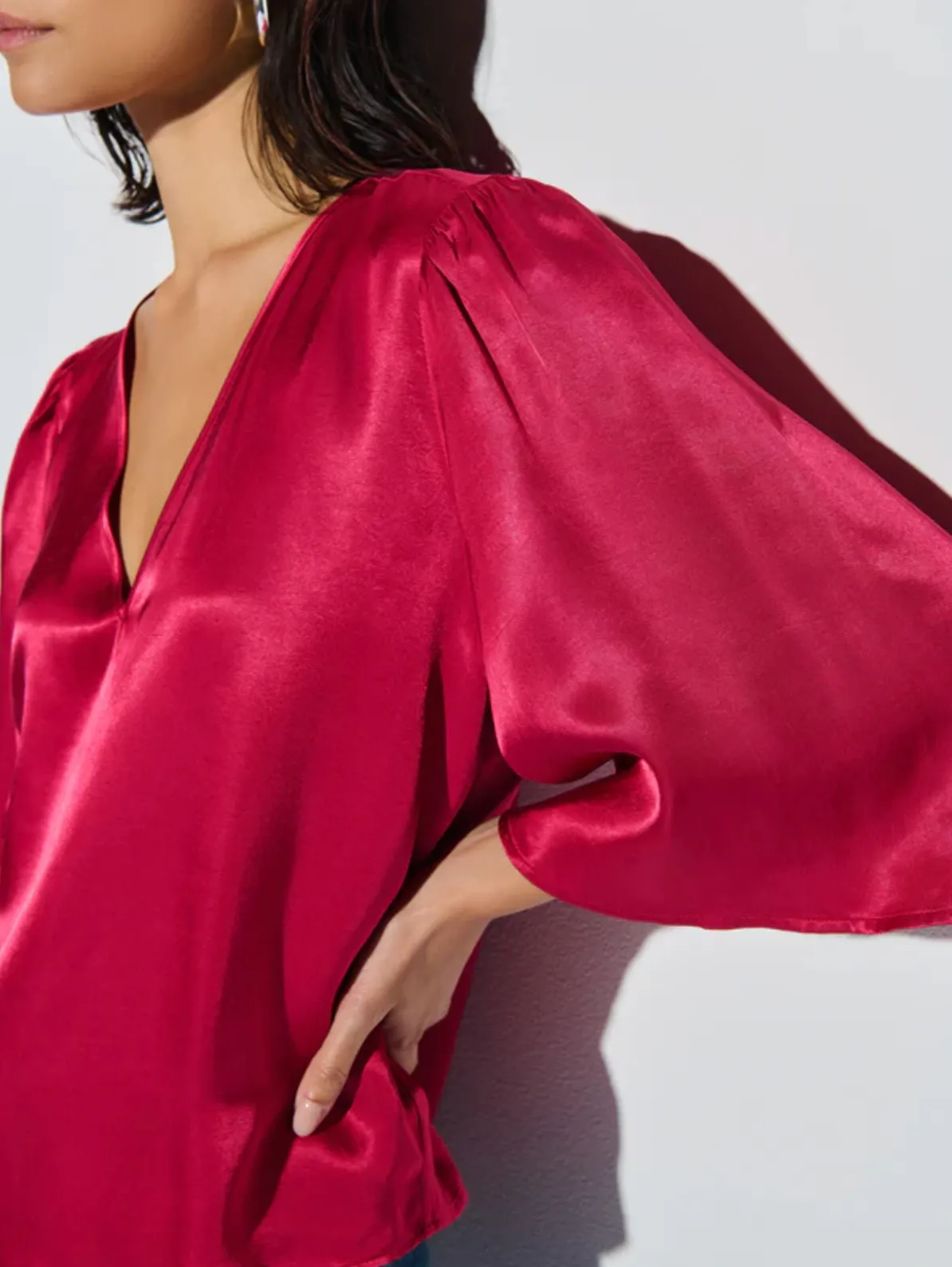 Mel V Neck Top Raspberry Jam