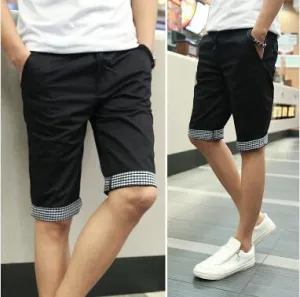 Men Summer Shorts Plaid Ruched