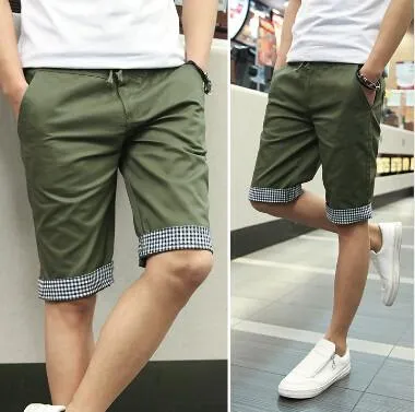Men Summer Shorts Plaid Ruched