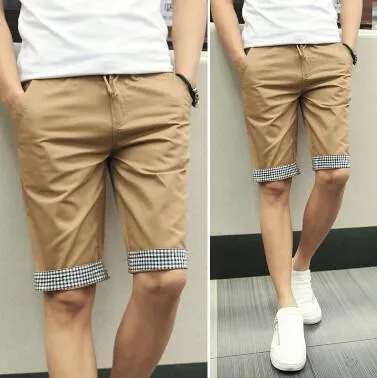 Men Summer Shorts Plaid Ruched