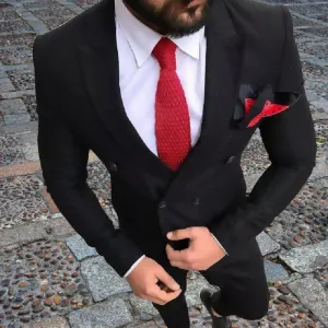 Men's Black Formal Double Breasted 2 Piece Suit