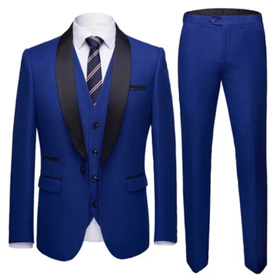 Men's Color Matching 3pcs Suit Up To 4XL In 8 Colors!