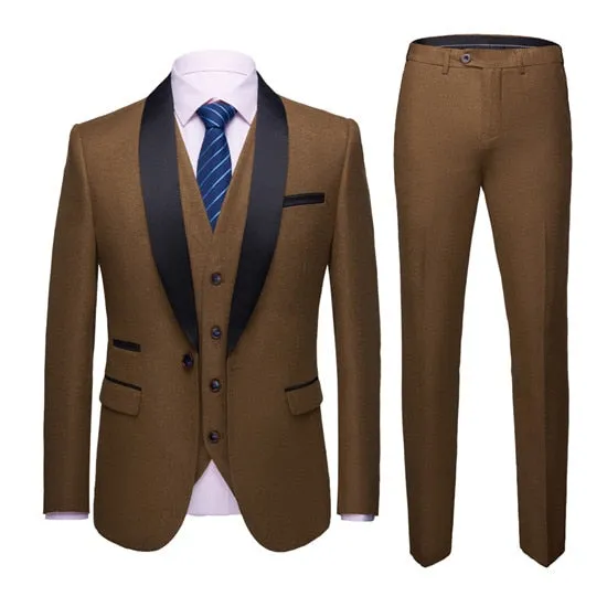 Men's Color Matching 3pcs Suit Up To 4XL In 8 Colors!