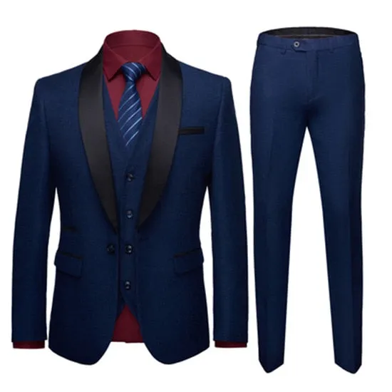 Men's Color Matching 3pcs Suit Up To 4XL In 8 Colors!