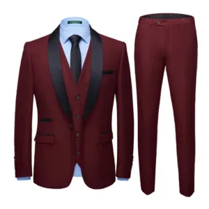 Men's Color Matching 3pcs Suit Up To 4XL In 8 Colors!