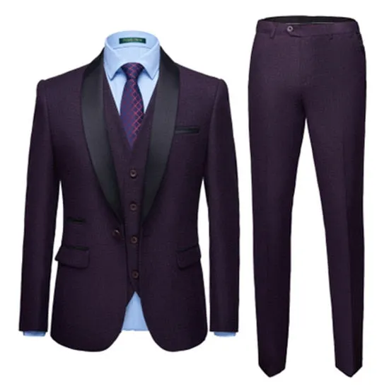 Men's Color Matching 3pcs Suit Up To 4XL In 8 Colors!