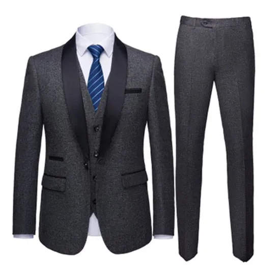 Men's Color Matching 3pcs Suit Up To 4XL In 8 Colors!