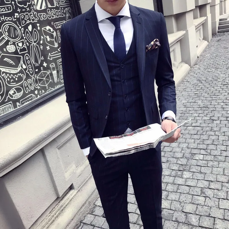 Men's Striped Vintage Suit Up To 3XL