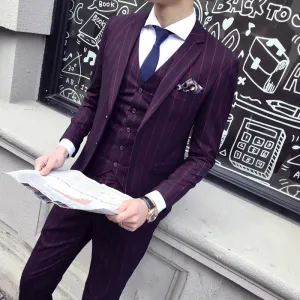 Men's Striped Vintage Suit Up To 3XL