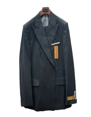 Mens Two Piece Double Breasted Black Suit