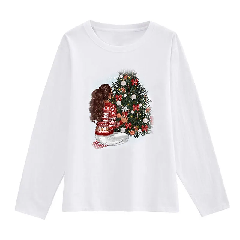 Merry Christmas Women White T-Shirt N