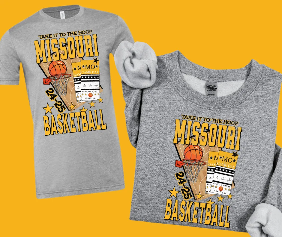 Missouri Basketball Tickets GREY Tee or Sweatshirt