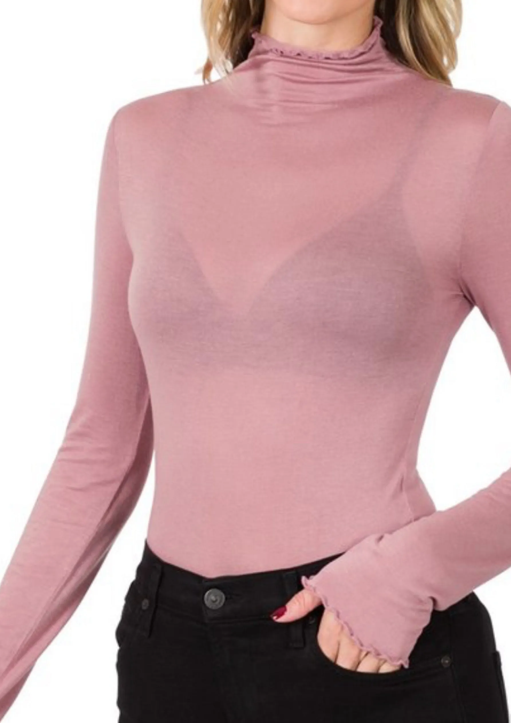 Mock Neck Sheer Top