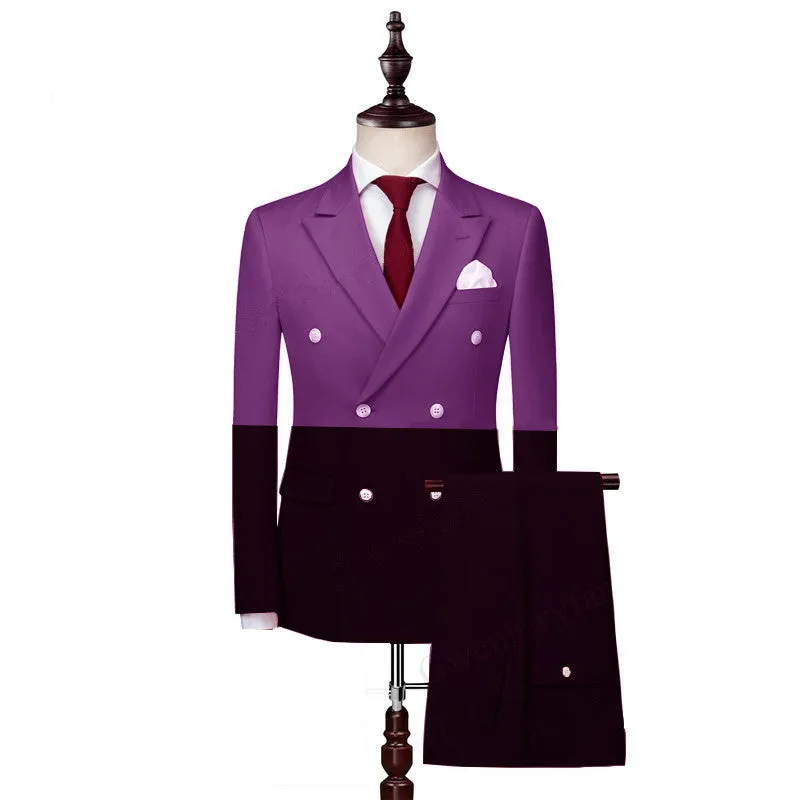 Modern Double Breasted Peaked Lapel Men's Prom Suits