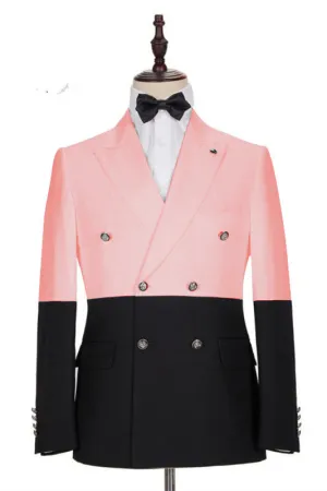 Modern Pink Double Breasted Slim Fit Designer Men Suits for Prom