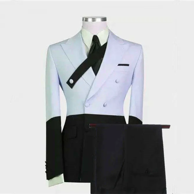 Modern Sky Blue Designer Peaked Lapel Men's Prom Suits Online