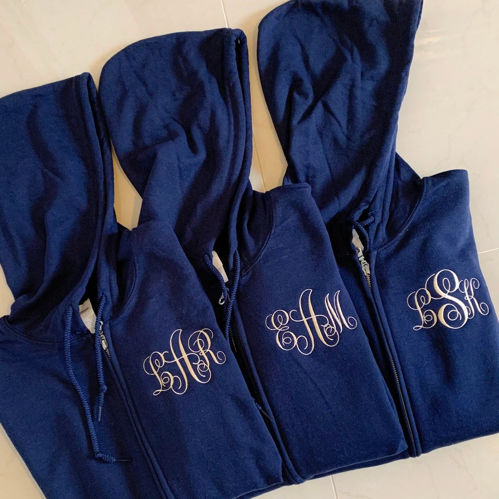 Monogrammed full zip up hoodie Sweatshirt