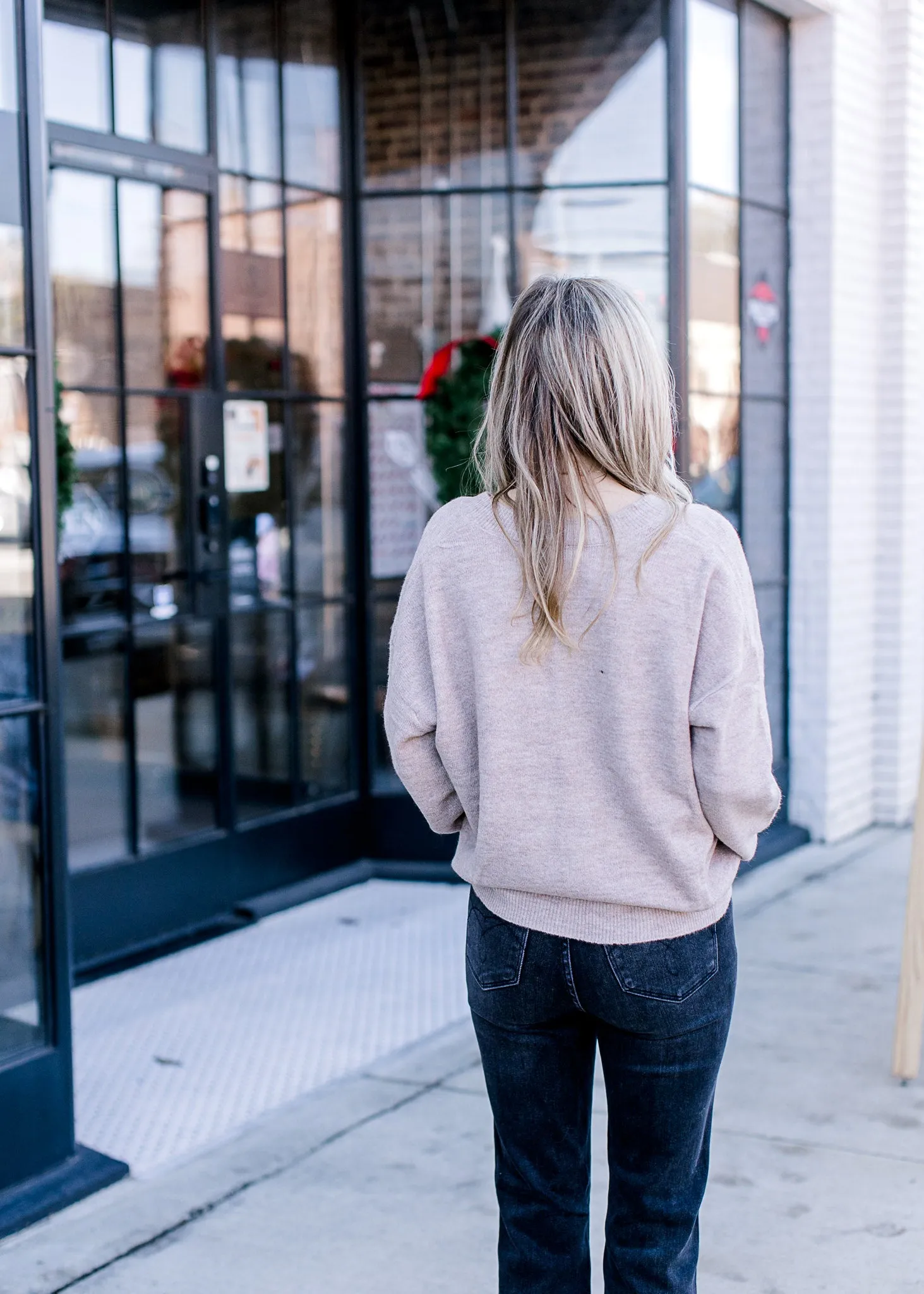 Natural V Neck Sweater B