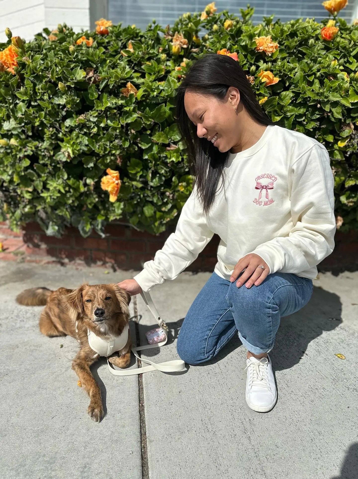 Obsessed Dog Mom - Bow Embroidered Sweatshirt