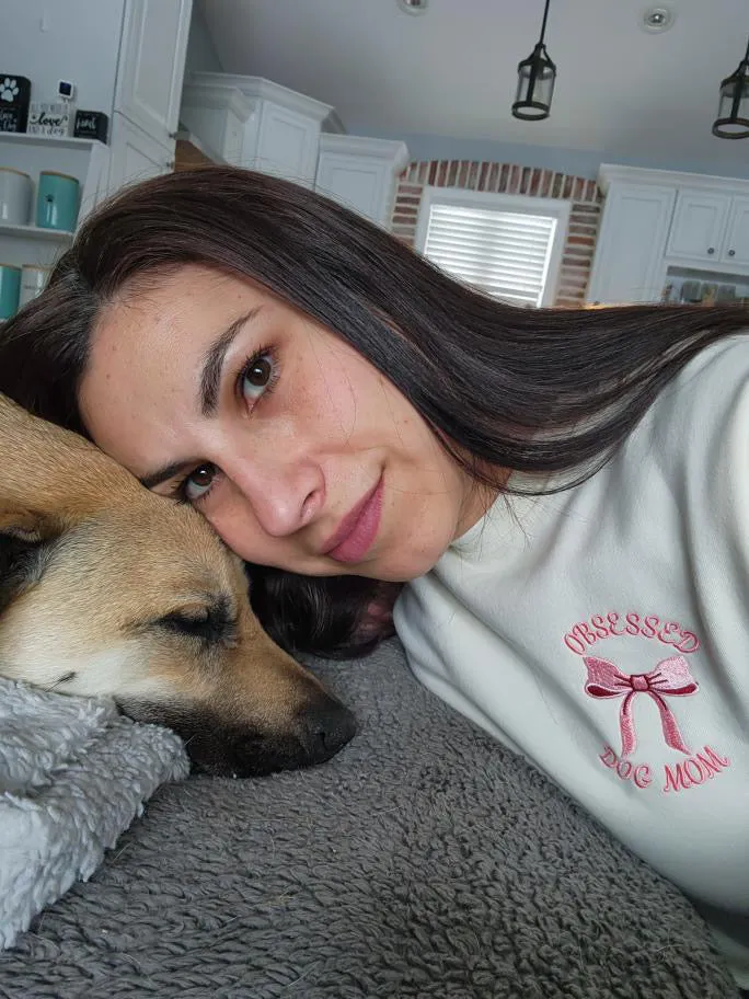 Obsessed Dog Mom - Bow Embroidered Sweatshirt